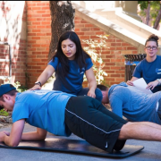 students doing planks