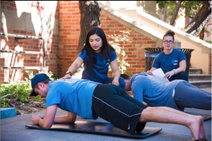 students doing planks