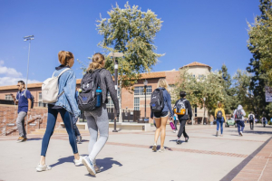 Students walking on UCLA Bruinwalk