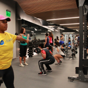 students working on at a gym on campus