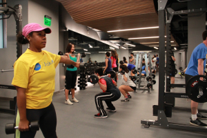 students working on at a gym on campus