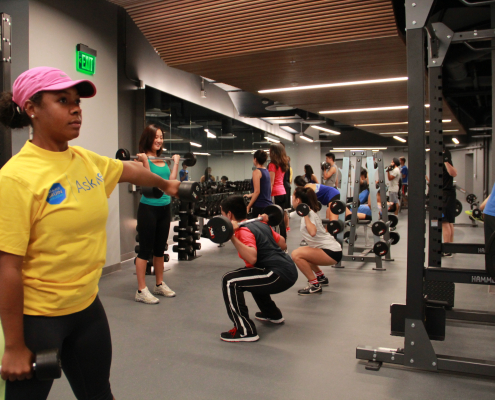 students working on at a gym on campus