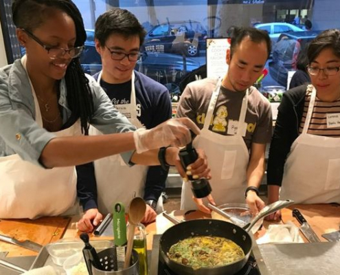 Students making food at the test kitchen