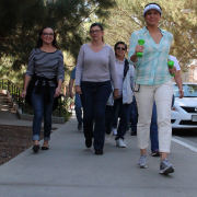 A group of women walking on UCLA campus