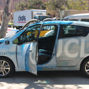 UCLA electric vehicle with open door