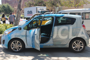 UCLA electric vehicle with open door