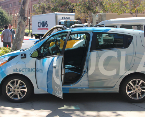 UCLA electric vehicle with open door